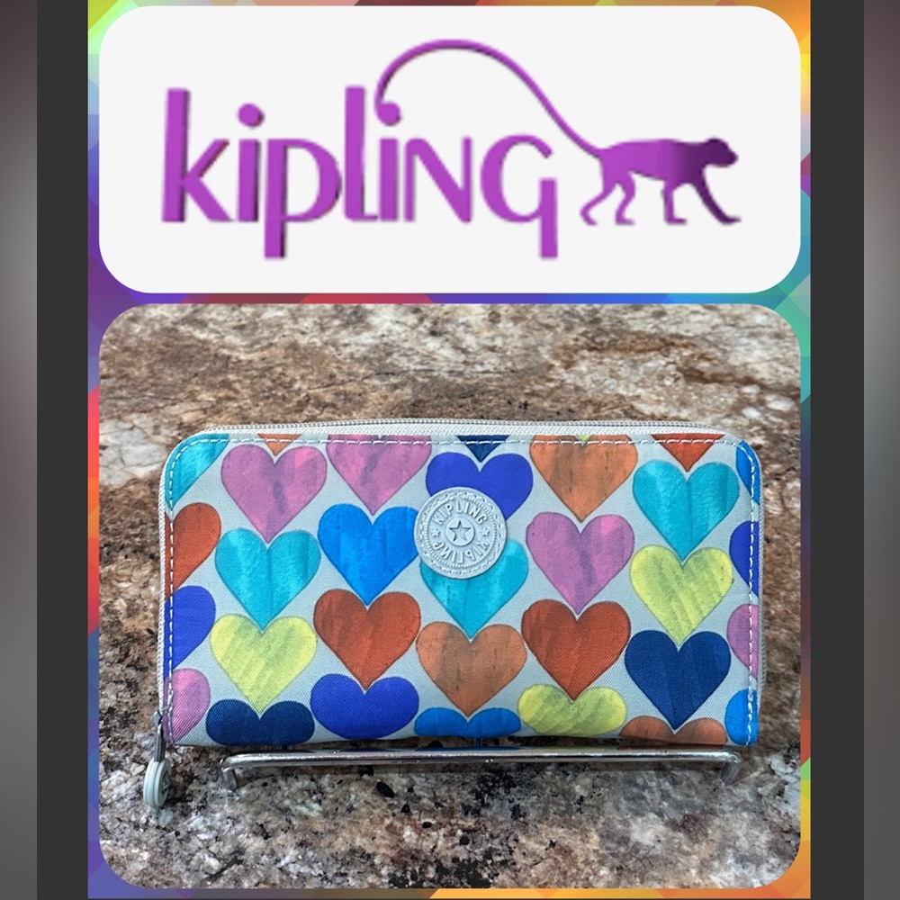 Kipling Heart Print Accordion Wallet  **Like New**